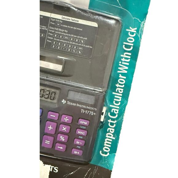 Texas Instruments TI-1775 Vintage Compact Calculator w/ Clock 1995 New Old Stock - Picture 4 of 8